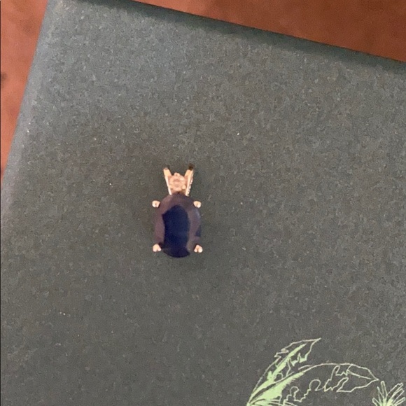 Sapphire pendant with diamond in 10k white gold - Picture 1 of 2